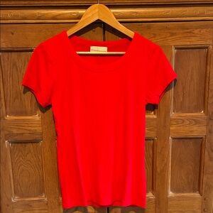 Zenana Red Ribbed Fitted Short Sleeve Tee Size L